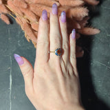 Vintage Fancy Orange Diamond Sapphire 14 Karat Yellow Gold Cluster Ring GIA