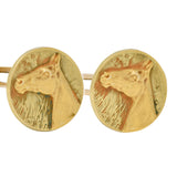 Edwardian 1908 14 Karat Two-Tone Gold Horse Antique Cufflinks