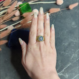 Late Victorian Black Opal 14 Karat Gold Unisex Floral Signet Ring