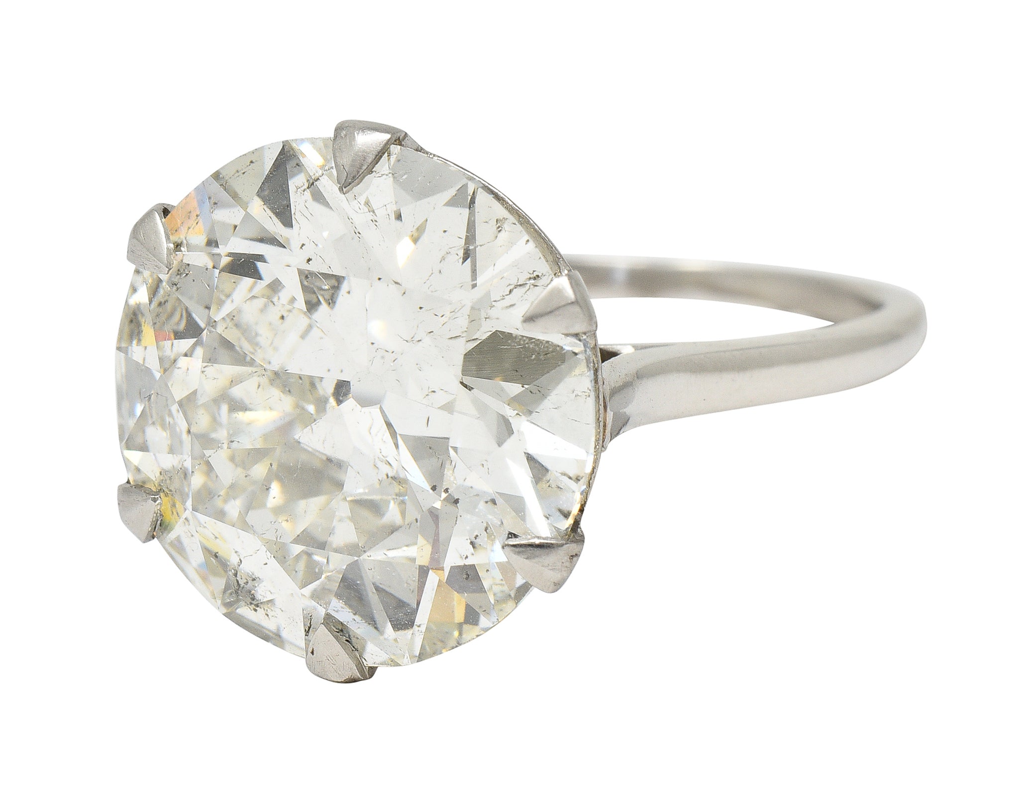 French Art Deco 10.06 CTW Old European Cut Diamond Platinum Scrolling Solitaire Engagement Ring GIA Wilson's Estate Jewelry