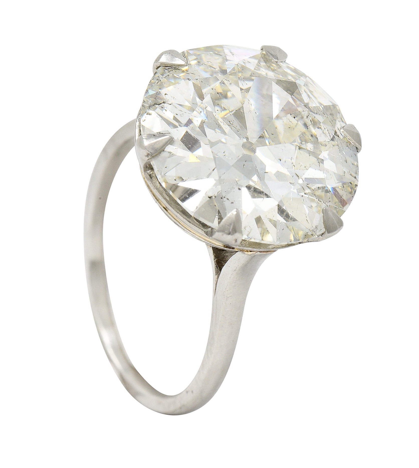 French Art Deco 10.06 CTW Old European Cut Diamond Platinum Scrolling Solitaire Engagement Ring GIA Wilson's Estate Jewelry