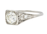 Traub Mfg. Art Deco 1.07 CTW Diamond Platinum Scrolling Vintage Engagement Ring Wilson's Estate Jewelry