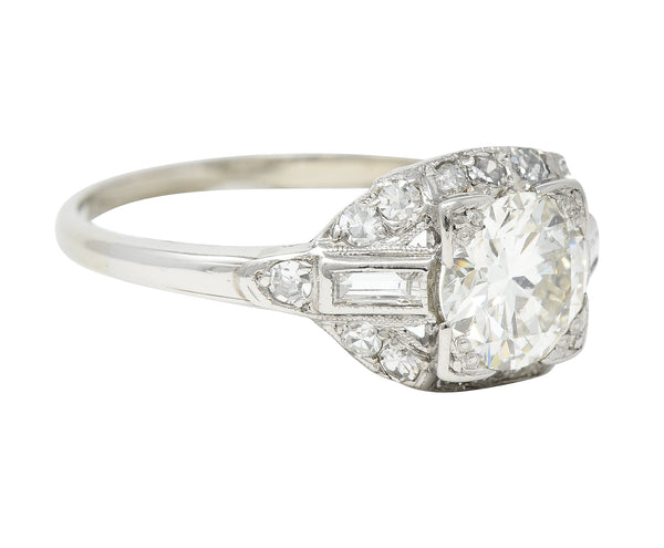 Art Deco 1.71 CTW Diamond Platinum Geometric Alternative Engagement Cluster Ring Wilson's Estate Jewelry
