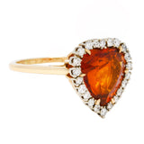 1964 F. & F. Felger Citrine Diamond 14 Karat Two-Tone Gold Heart Halo Ring Wilson's Estate Jewelry
