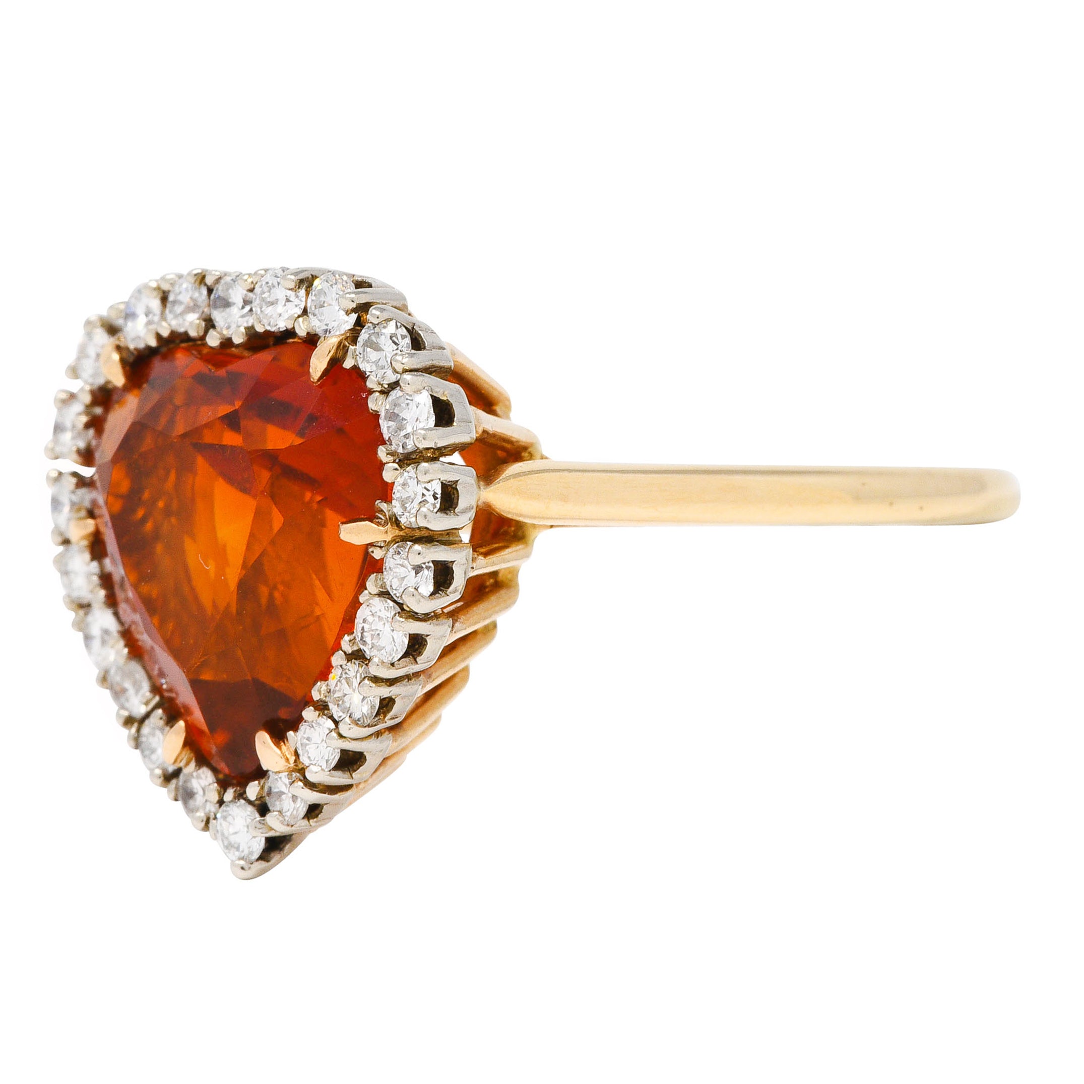 1964 F. & F. Felger Citrine Diamond 14 Karat Two-Tone Gold Heart Halo Ring Wilson's Estate Jewelry