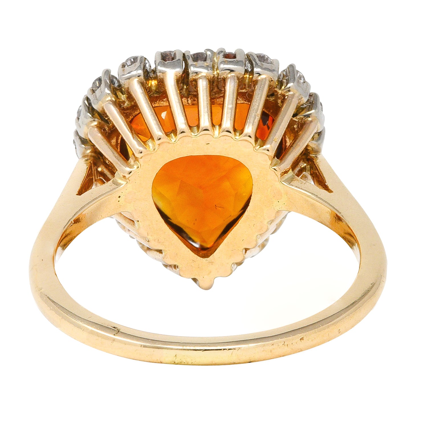1964 F. & F. Felger Citrine Diamond 14 Karat Two-Tone Gold Heart Halo Ring Wilson's Estate Jewelry
