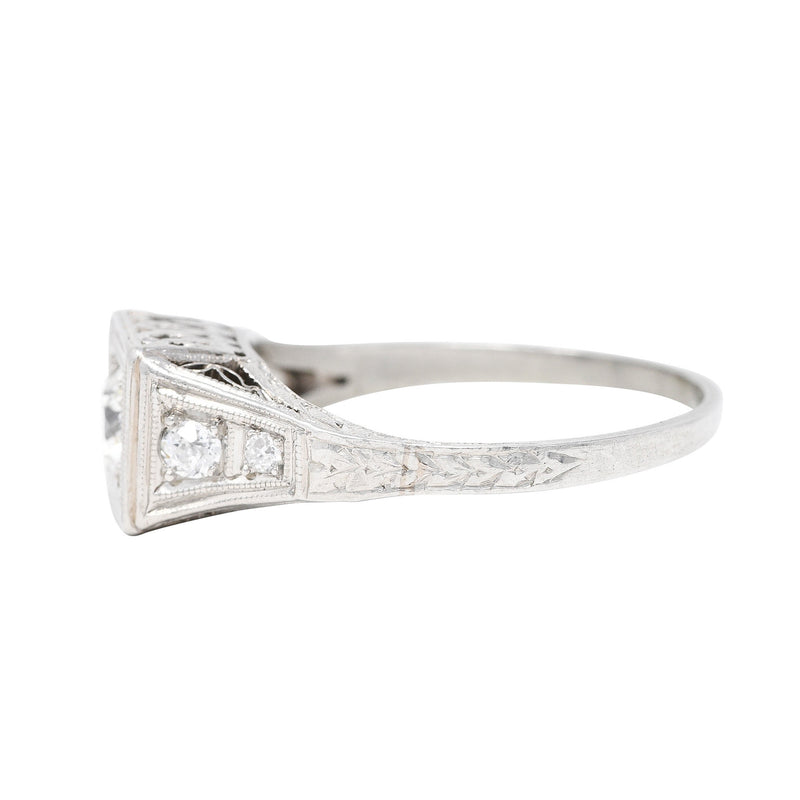 Art Deco 0.46 CTW Diamond Platinum Trellis Engagement Ring Wilson's Estate Jewelry