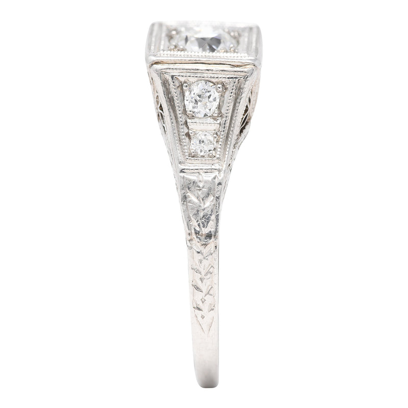 Art Deco 0.46 CTW Diamond Platinum Trellis Engagement Ring Wilson's Estate Jewelry