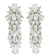 Mid-Century 17.33 CTW Pear & Marquise Cut Diamond Platinum Clustered Burst Vintage Drop Earrings Wilson's Estate Jewelry