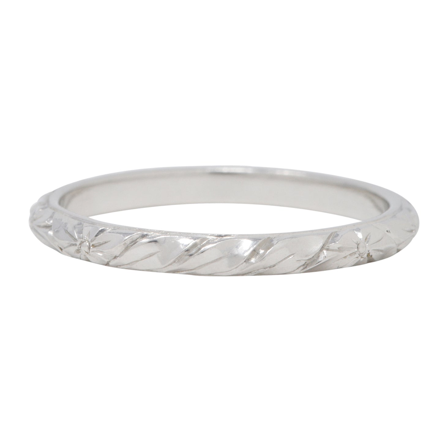 Tiffany & Co. Art Deco Platinum Orange Blossom Band Vintage Stacking Ring Wilson's Estate Jewelry
