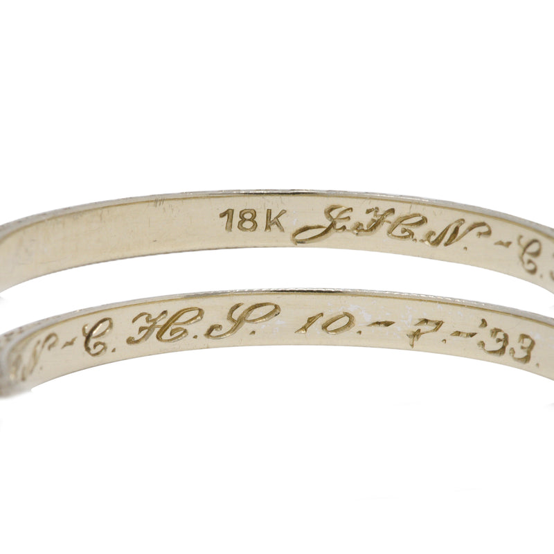1933 Art Deco 18 Karat White Gold Vintage Wheat Band Wedding Ring Wilson's Estate Jewelry