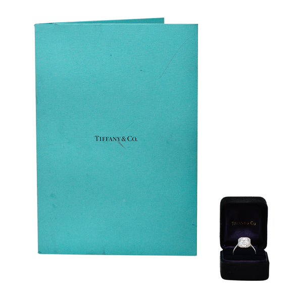 Tiffany & Co. 5.35 CTW Emerald Cut Diamond Platinum Soleste Halo Engagement Ring Wilson's Estate Jewelry