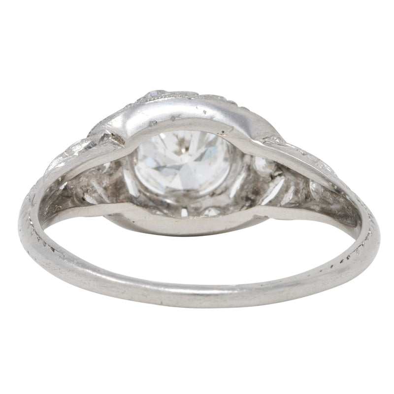 Art Deco 0.96 CTW Diamond Platinum Wheat Engagement Ring Wilson's Estate Jewelry