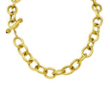 Elizabeth Locke 1990's Sapphire 18 Karat Gold Cable Link Chain Vintage Necklace Wilson's Estate Jewelry