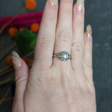 Early Art Deco Diamond 14 Karat White Gold Octagonal Bow Engagement Ring GIA