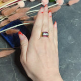1940's Retro 1.26 CTW Diamond Ruby 14 Karat Two-Tone Band Ring