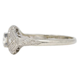 Art Deco Diamond 19 Karat White Gold Orange Blossom Vintage Engagement Ring Wilson's Estate Jewelry