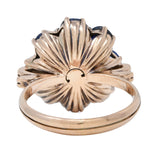 Victorian 3.20 CTW Sapphire 14 Karat Rose Gold Bow Antique Cluster Ring Wilson's Estate Jewelry