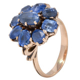 Victorian 3.20 CTW Sapphire 14 Karat Rose Gold Bow Antique Cluster Ring Wilson's Estate Jewelry