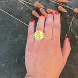 SeidenGang Neoclassical Diamond 18 Karat Yellow Gold Greek Muse Signet Ring