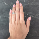 Katz & Ogush Inc. Art Deco 1.88 CTW Marquise Cut Diamond French Cut Sapphire Platinum Holly Halo Engagement Ring