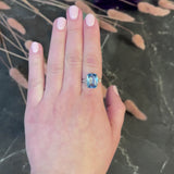 Art Deco 5.65 CTW Aquamarine Diamond Platinum Cocktail Ring