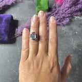 Art Deco Diamond Onyx Moonstone Platinum-Topped 18 Karat Yellow Gold Wheat Ring