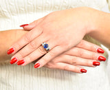 Retro 4.72 CTW No Heat Ceylon Sapphire Diamond 14 Karat White Gold Bypass Cluster Ring GIARing - Wilson's Estate Jewelry