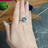 JB Star Blue Topaz Diamond 18 Karat White Gold Gemstone Ring