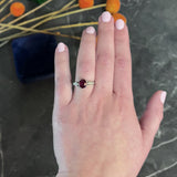 Vintage 2.44 CTW Burma Ruby Diamond Platinum Heart Ring AGL