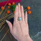 Retro Black Opal Diamond 14 Karat Gold Platinum Buckle Vintage Ring