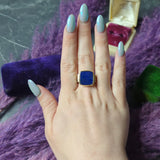 Art Deco Lapis Lazuli 14 Karat Yellow Gold Geometric Unisex Vintage Signet Ring