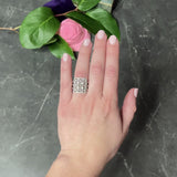 1.58 CTW Diamond 18 Karat White Gold Gridlock Statement Ring