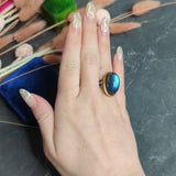 Elizabeth Locke Labradorite Sapphire 19 Karat Yellow Gold Statement Ring