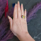 Art Deco 9.00 CTW Yellow Sapphire Diamond 14 Karat Gold Gemstone Ring