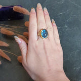 Vintage Aquamarine Diamond 18 Karat Yellow Gold Gemstone Ring