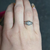 Art Deco 0.84 CTW Diamond Sapphire Platinum Floral Engagement Ring