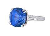 Vintage 8.62 CTW No Heat Ceylon Sapphire Diamond Platinum Ring AGL Wilson's Estate Jewelry