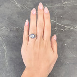 Art Deco 1.43 CTW Old European Cut Diamond Sapphire Halo Greek Key Foliate Engagement Ring