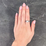 Art Deco 1.51 CTW Old European Cut Diamond Sapphire Platinum Ivy Square Form Engagement Ring