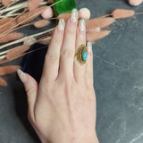 Art Nouveau Turquoise 14 Karat Yellow Gold Cabochon Ring
