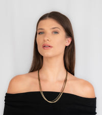 1980's 18 Karat Yellow Gold Three Stand Scroll Link Vintage Chain Necklace