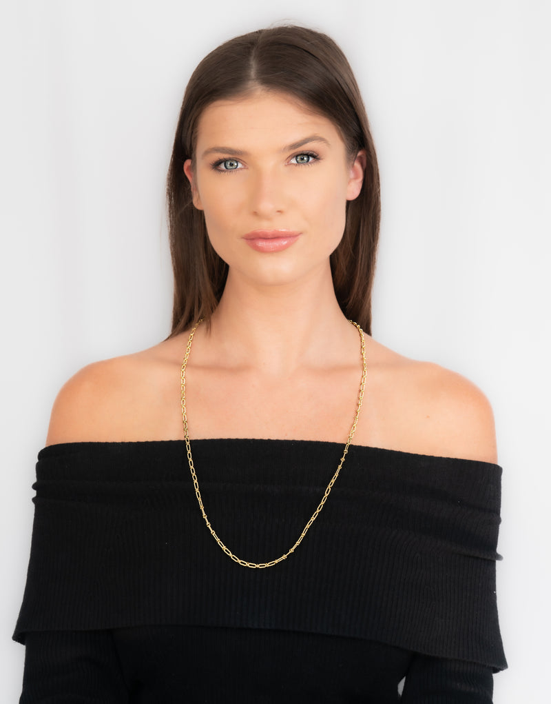 1960's 18 Karat Yellow Gold Twisted Rope X Vintage Paper Clip Chain