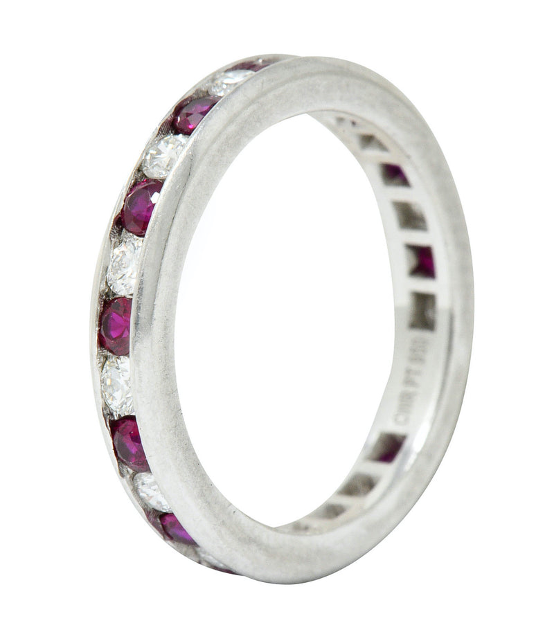 Contemporary 1.56 CTW Ruby Diamond Platinum Eternity Channel Band RingRing - Wilson's Estate Jewelry