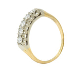 Retro 0.55 CTW Diamond 14 Karat Two-Tone Gold Fishtail Band RingRing - Wilson's Estate Jewelry