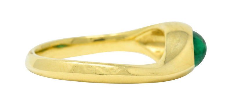 Vintage Emerald Cabochon 18 Karat Gold Eyelet Band Ring Circa 1990sRing - Wilson's Estate Jewelry