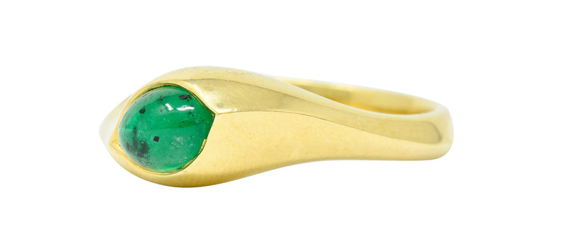 Vintage Emerald Cabochon 18 Karat Gold Eyelet Band Ring Circa 1990sRing - Wilson's Estate Jewelry