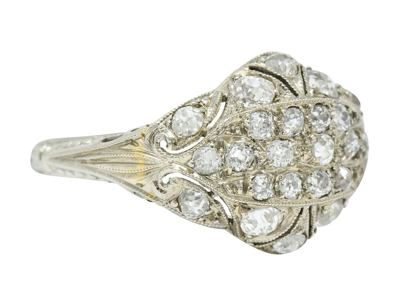 Art Deco 1.42 CTW Diamond 18 Karat White Gold Dinner RingRing - Wilson's Estate Jewelry