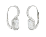 Stunning 2.70 CTW Emerald Cut Diamond Platinum Huggie Drop EarringsEarrings - Wilson's Estate Jewelry