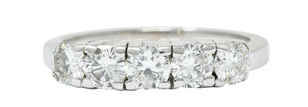 Mid-Century 1.00 CTW Diamond Platinum Five Stone Band RingRing - Wilson's Estate Jewelry